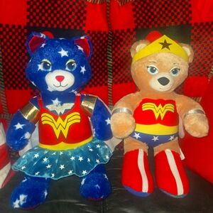 Build A Bear Workshop Wonder Woman Blue Cat White Stars Stuffed 18” Dress Cape
